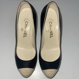 Chanel Classic Logo Cap Toe Leather Pumps